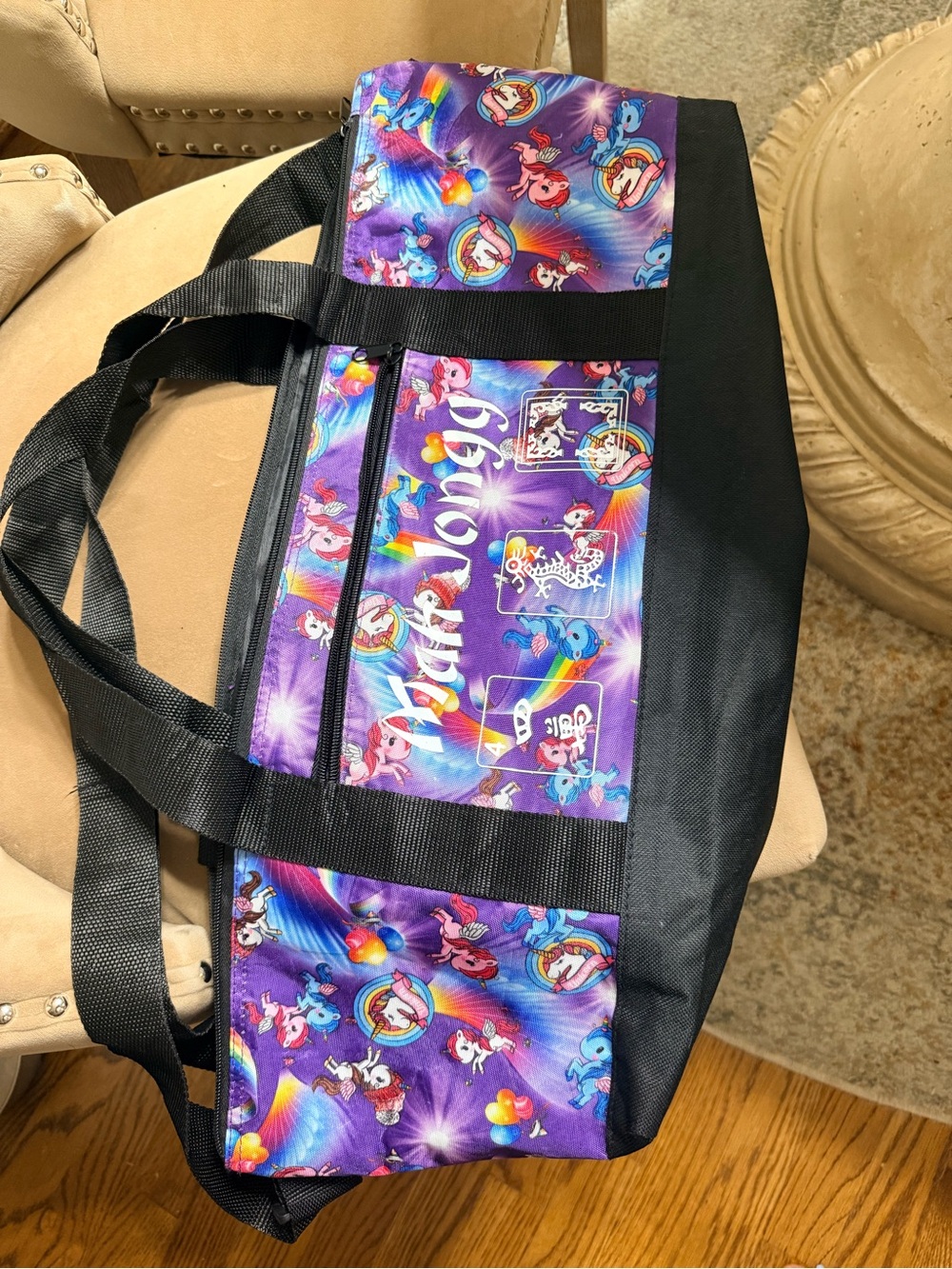Purple Character-Print Weekender Tote Bag for Men